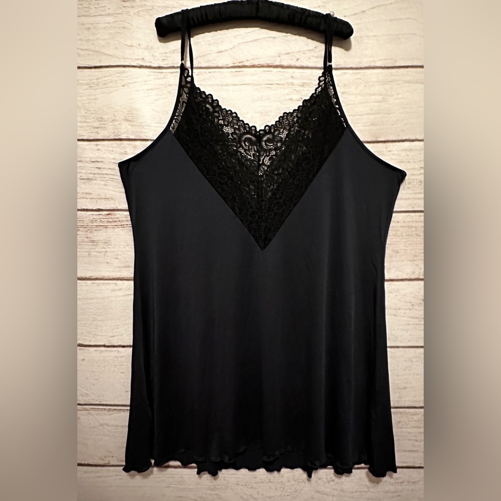 5XL Black Laced Trim Satin Slip/Cami 
Perfect for Layering
